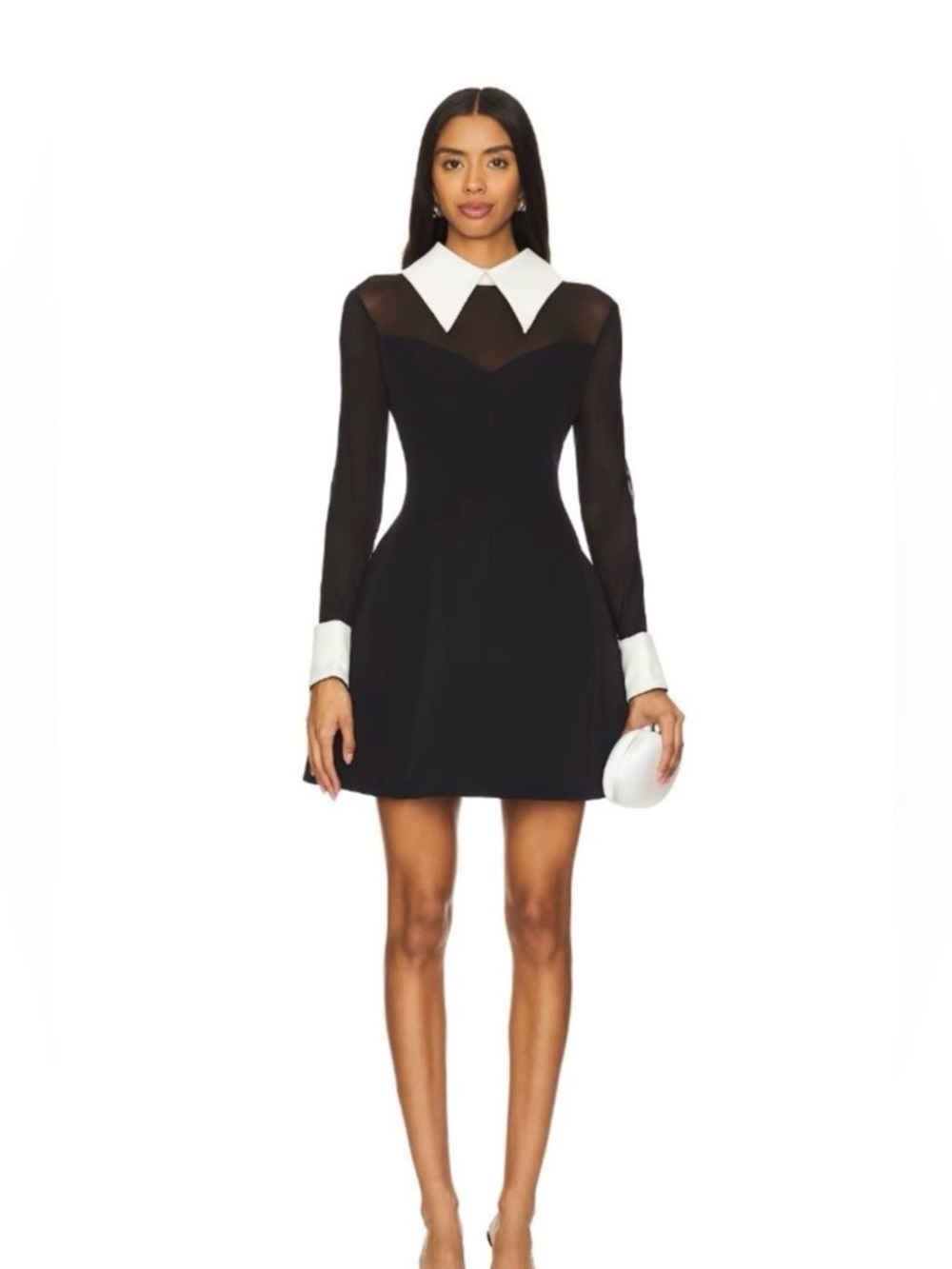 NWOT Bronx Banco Wednesday Long-Sleeve White Collar Minidress, special occasions